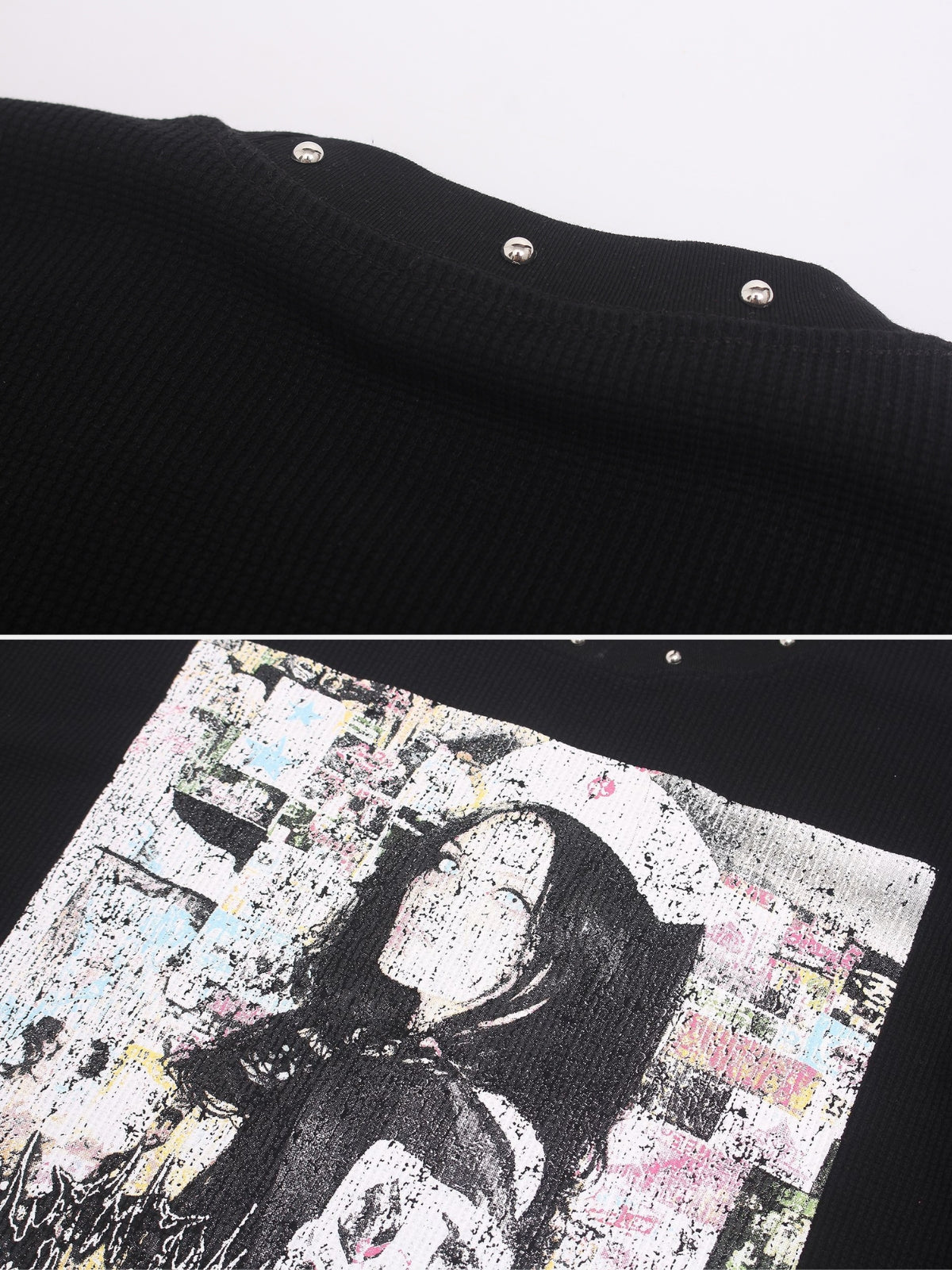 JESSIE - Printed Waffle Long Sleeve