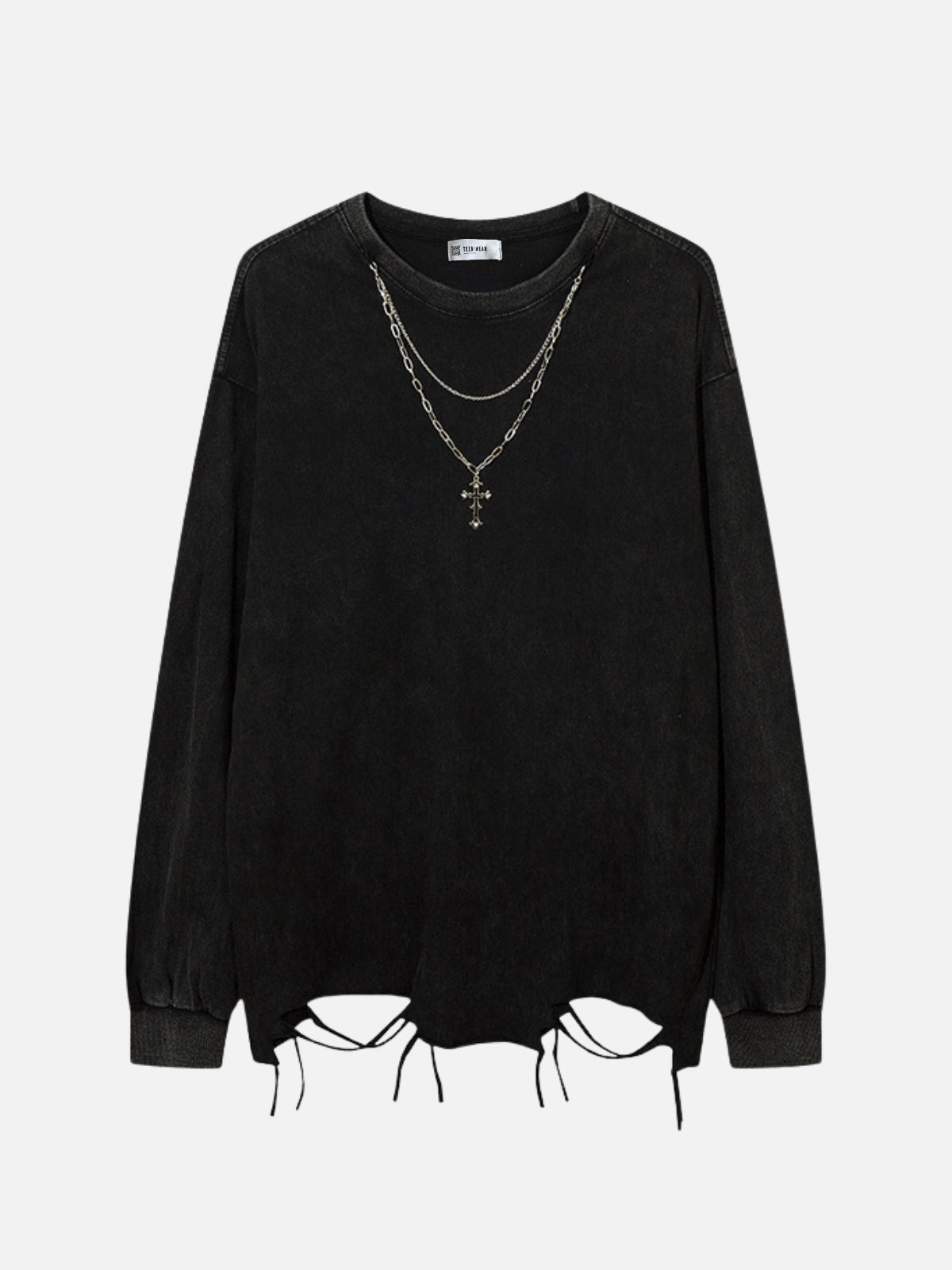 OPIATE - Oversized Basic Sweater With Necklace Black | Teenwear.eu