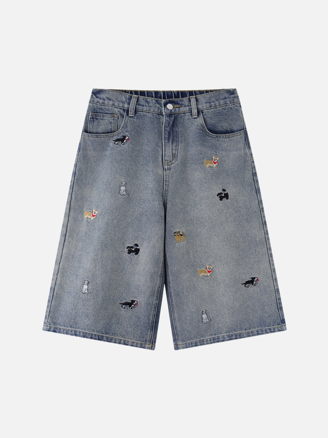 DOGGIES - Baggy Denim Embroidered Jorts Blue | Teenwear.eu