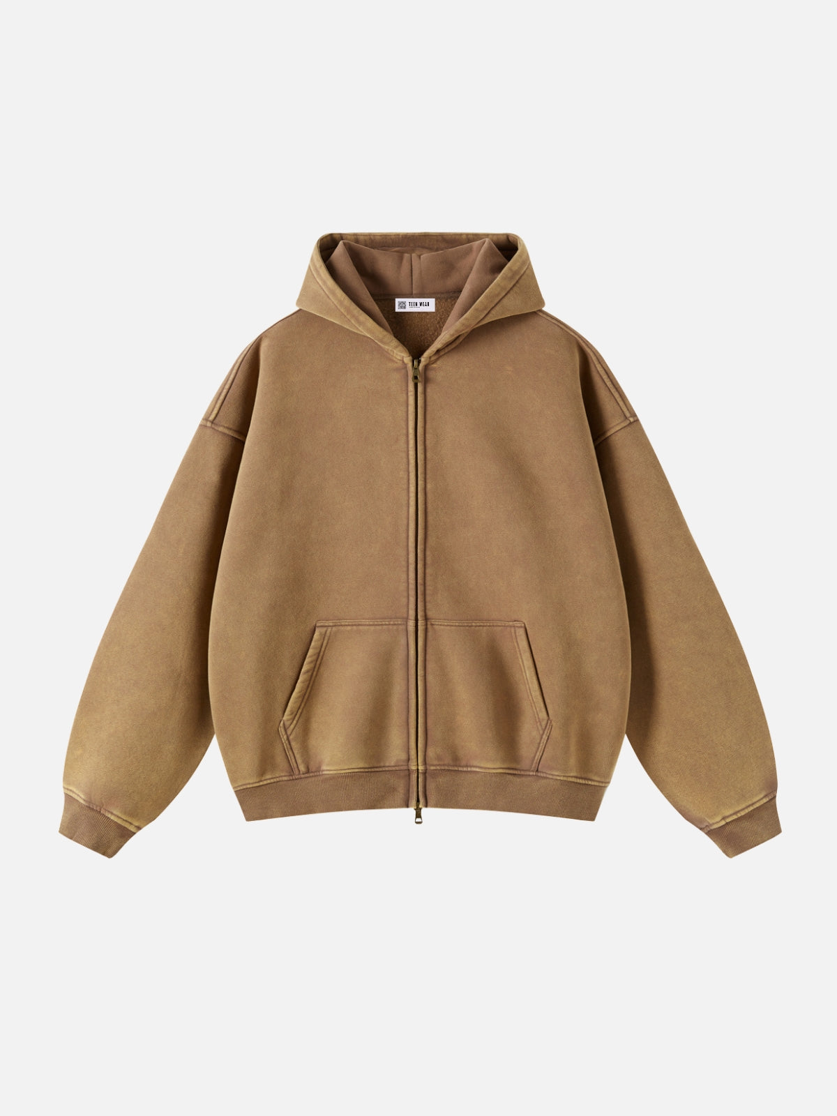 COMFY - Premium Oversized Zip Up Hoodie Brown | Teenwear.eu