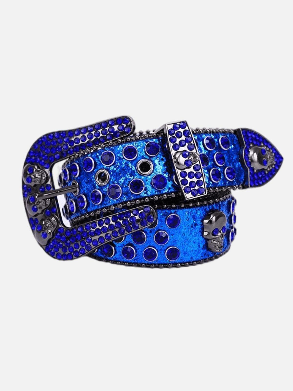 SKULL - Rhinestone Belt Blue | Teenwear.eu