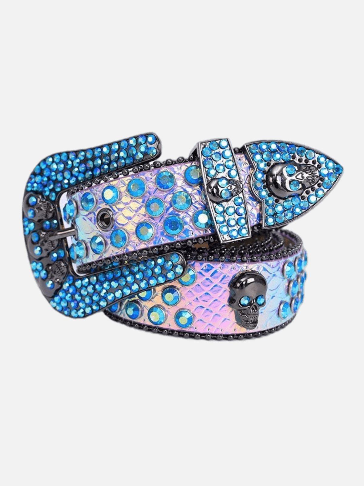SKULL - Rhinestone Belt Royal blue | Teenwear.eu