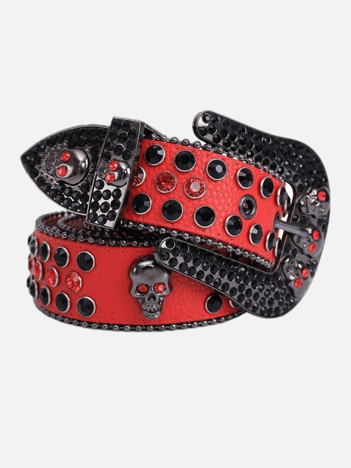 SKULL - Rhinestone Belt Red | Teenwear.eu