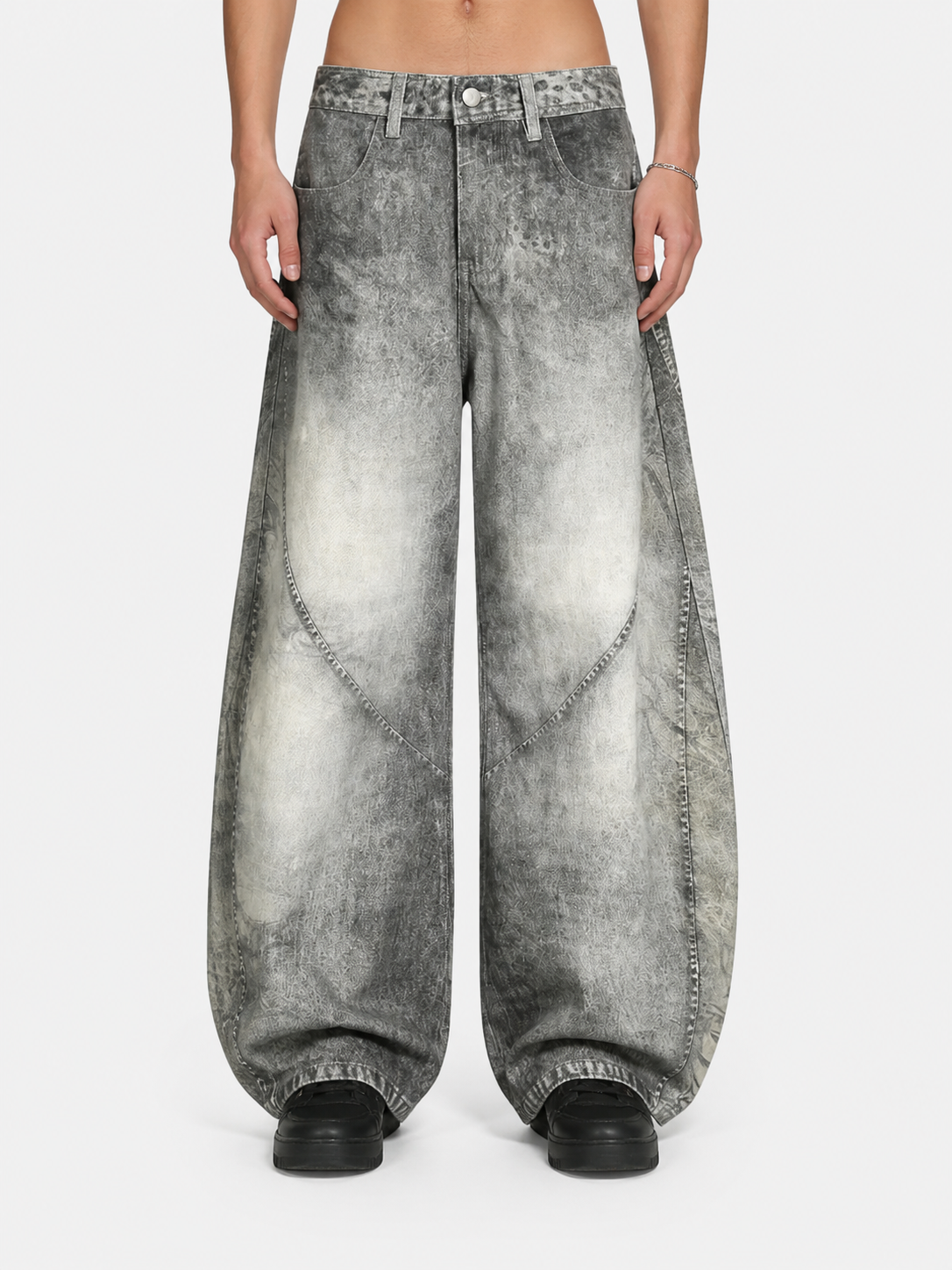 GREYO - Baggy Basic Embroidered Jeans Grey | Teenwear.eu